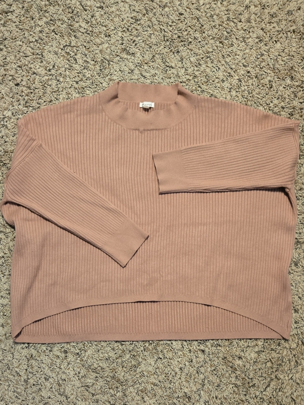 Women's Ribbed Mock Neck Sweater - Dusty Rose